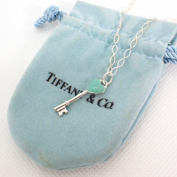 TIFFANY/ 925/blue enamel heart key pendant/necklace - Picture 8 of 10